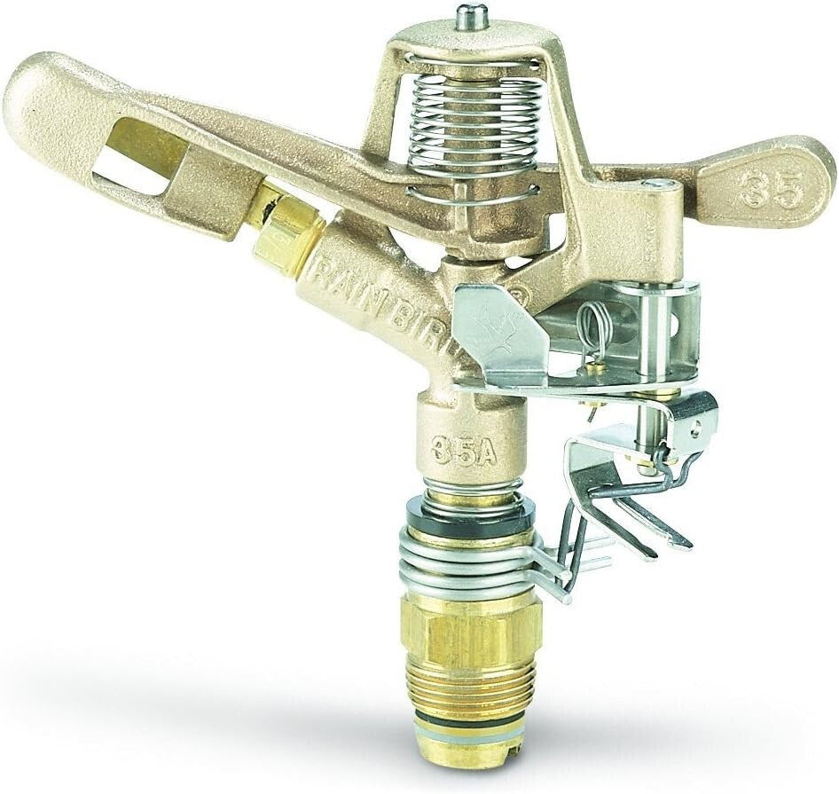Adjustable Brass Impact Sprinkler with 23'-50' Distance and Grit-Proof Bearing