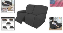 Load image into Gallery viewer, Dark Gray 6-Piece Recliner Loveseat Slipcover - Soft Stretch Sofa Protector