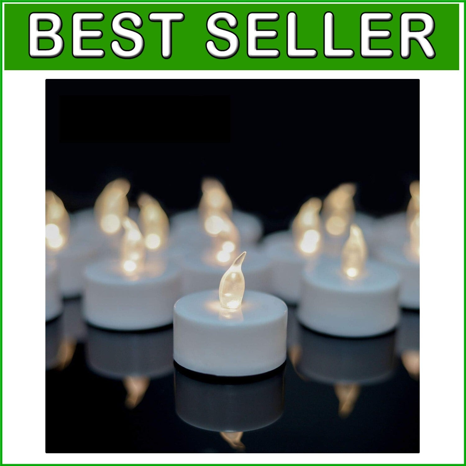 Battery-Powered LED Tea Lights - 200 Warm White Flickering Candles - Safe Decor