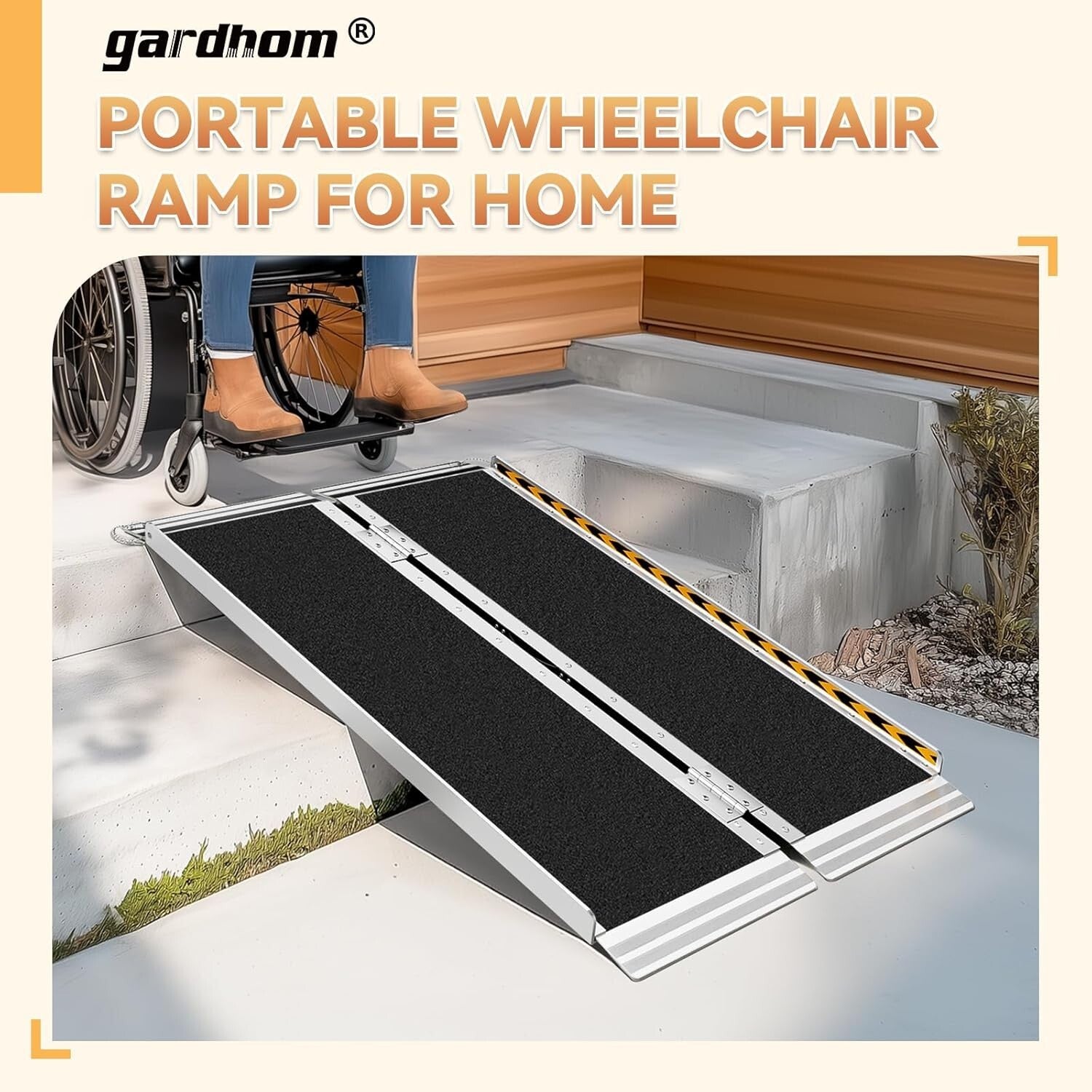 800Lbs Capacity Wheelchair Ramp - 4FT Aluminum, Foldable & Portable for Home Use