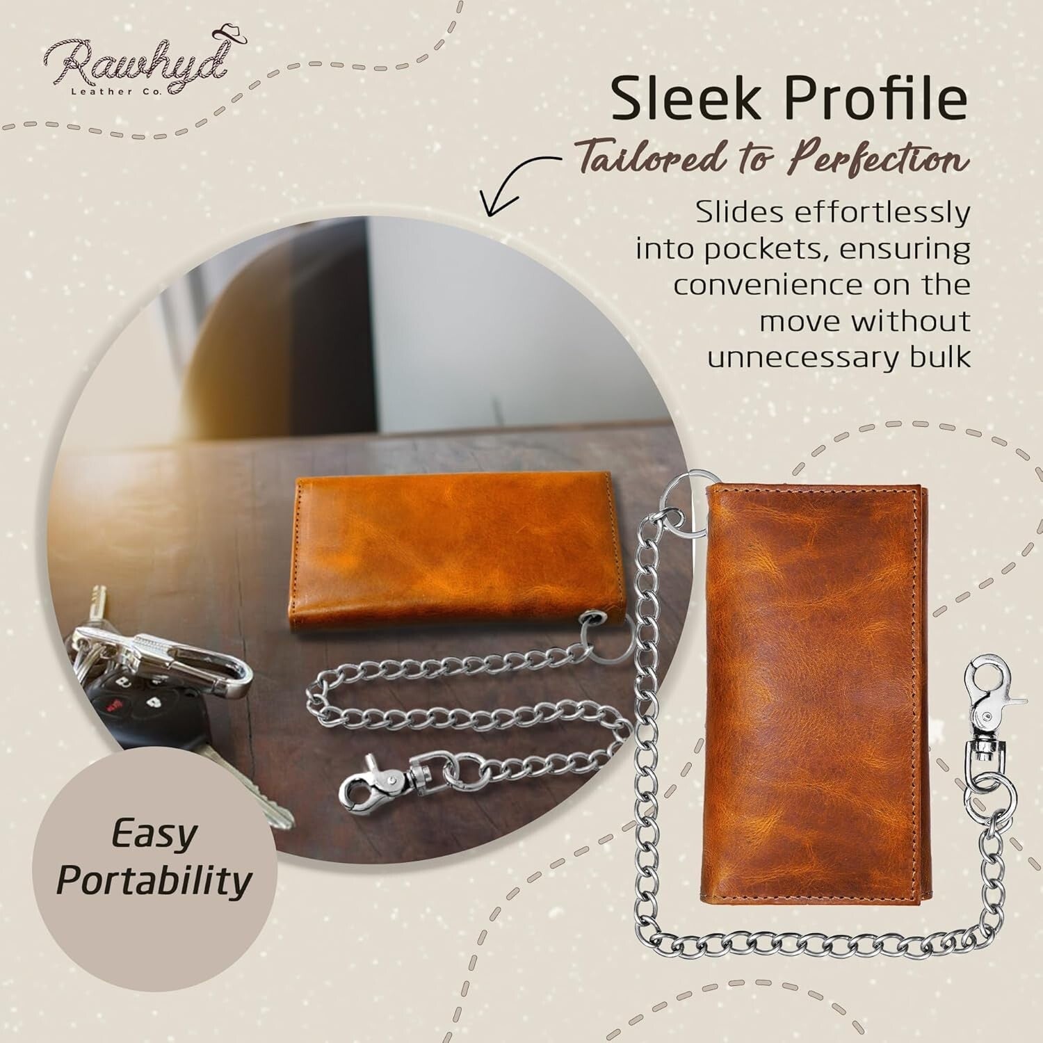 Classic Men's Biker Wallet with RFID Blocking & Chain - Timeless Craftsmanship