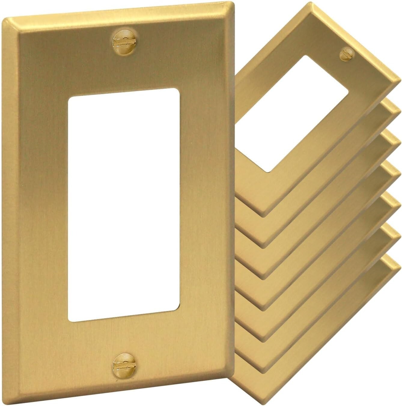 Elegant 8-Pack Brushed Brass Light Switch & Outlet Covers - Standard Size
