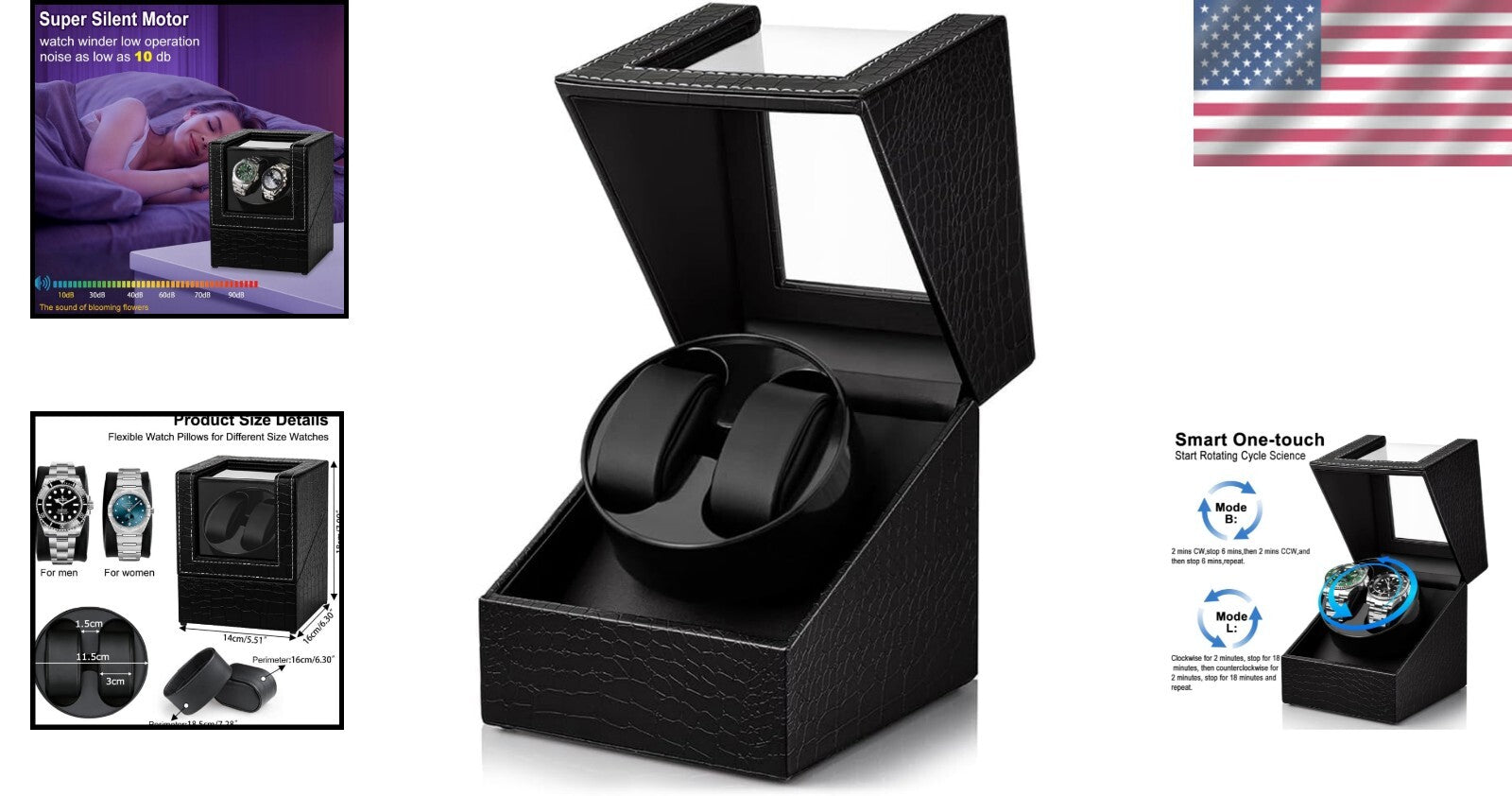 Dual Mode Automatic Watch Winder for Men's & Women’s Watches - Elegant Design
