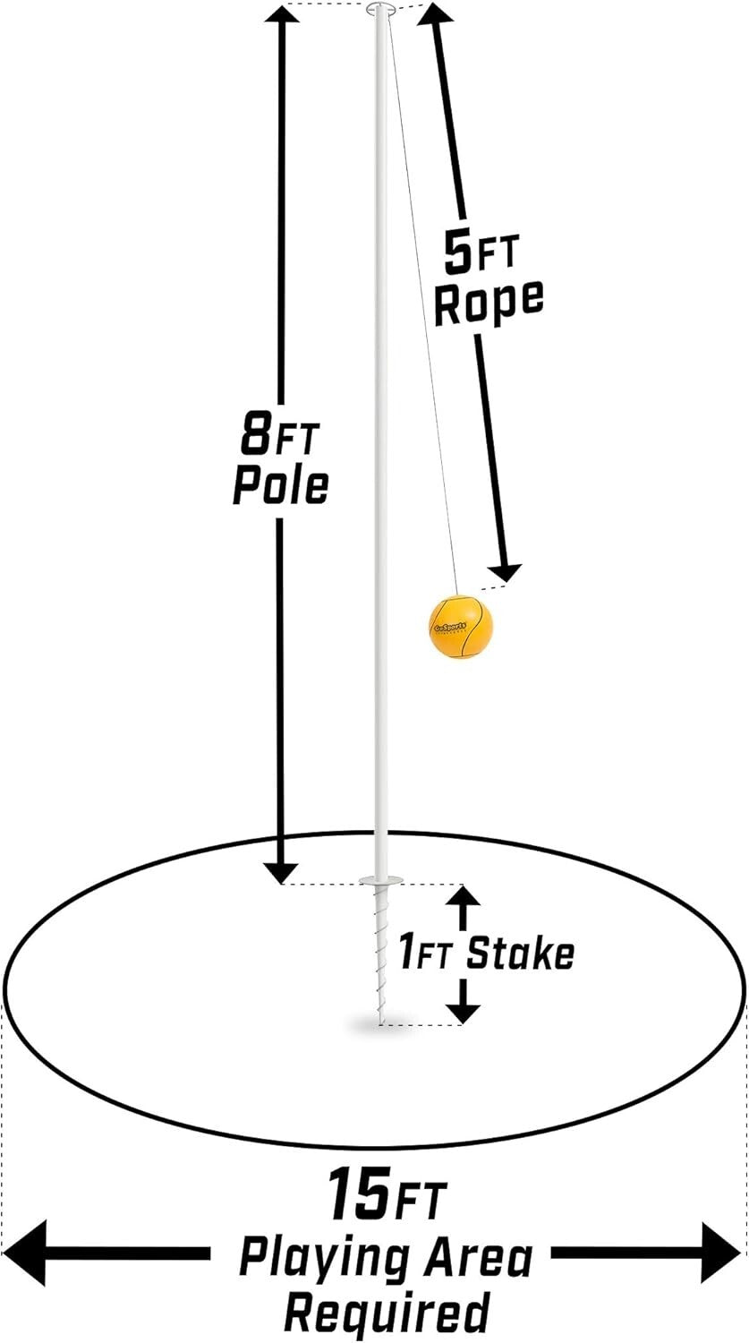 Full-Size Tetherball Game Set with Pole, Rope & Pump for Epic Backyard Fun