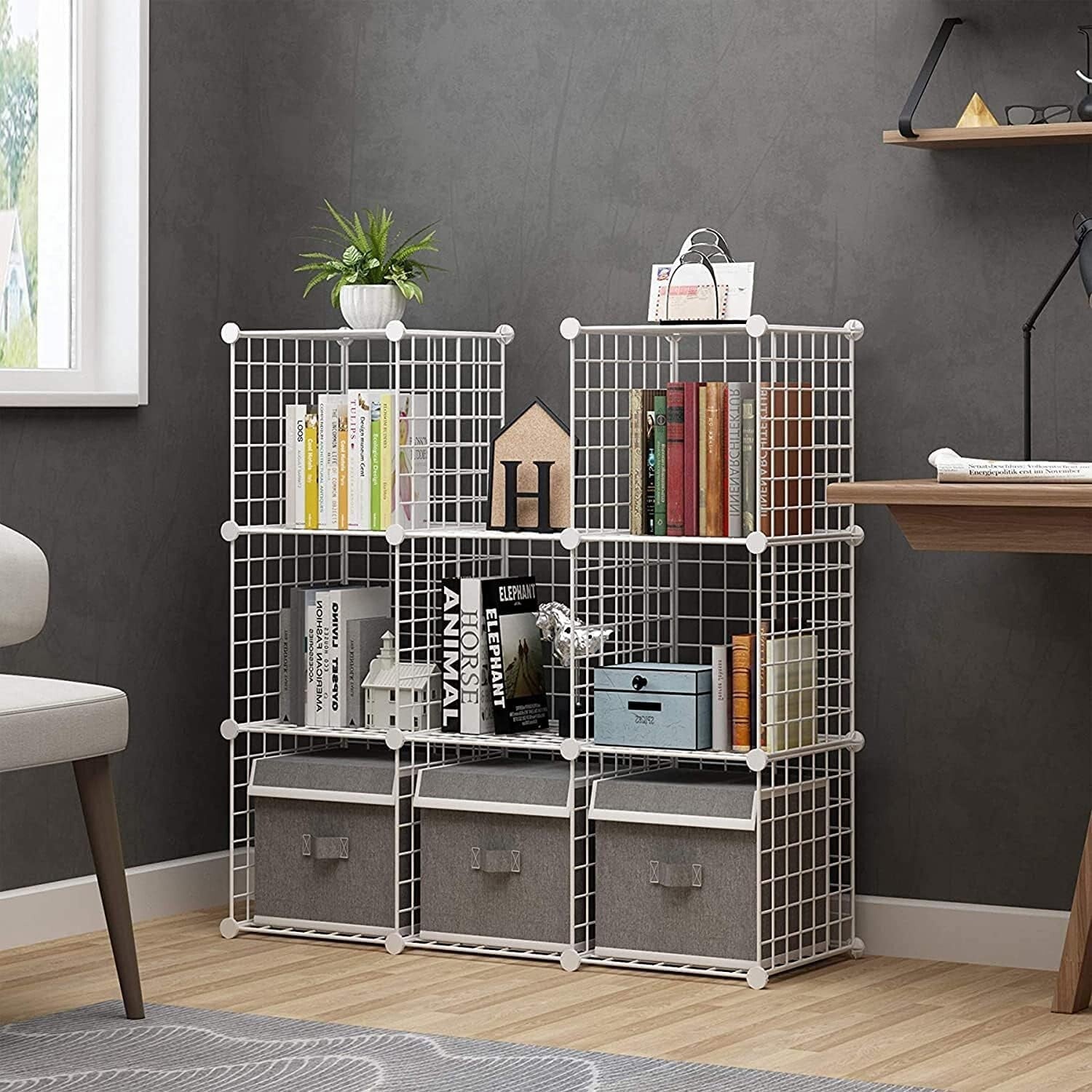 Elegant 9-Cube Wire Storage Organizer - Modern, Sturdy & Versatile Solution