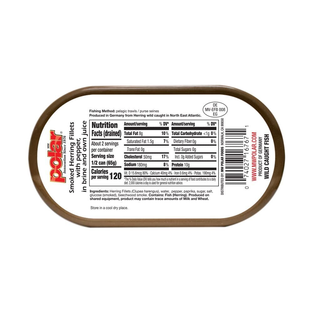 Norwegian Peppered Smoked Herring, 7.05oz Pack of 12 - Gourmet Taste Experience