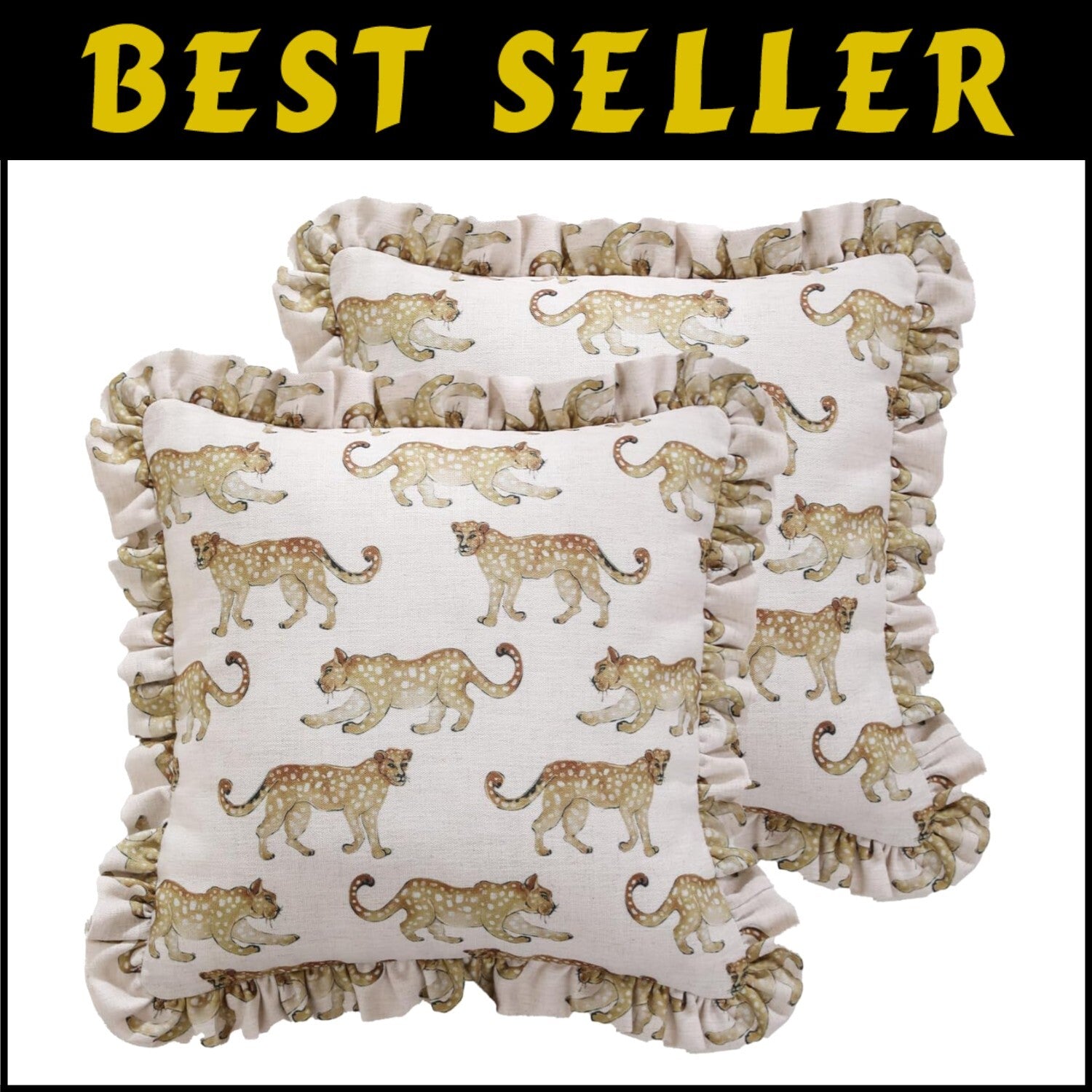 Elegant 18x18 Animal Print Throw Pillow Covers with Luxury Pendants - Set of 2