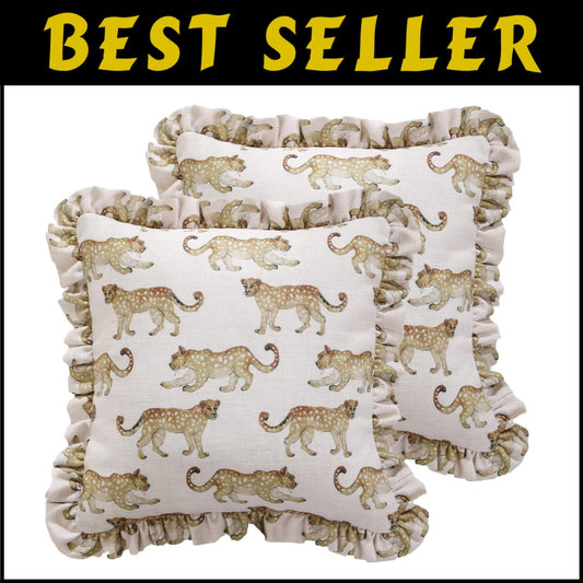 Elegant 18x18 Animal Print Throw Pillow Covers with Luxury Pendants - Set of 2