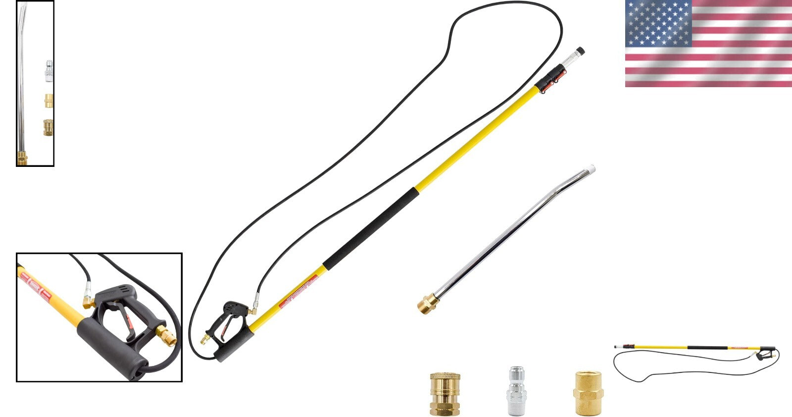 Durable 18ft Telescoping Lance for Pressure Washers - Fiberglass & Metal Combo