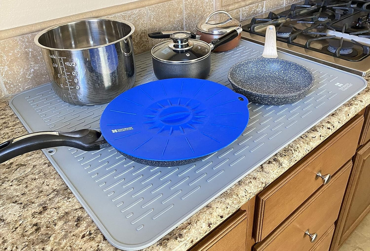 Durable 30 x 24 Silicone Dish Drying Mat - Heat-Resistant & Machine Washable