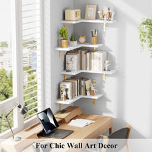 Load image into Gallery viewer, Elegant 4-Tier Wall Mounted Shelves – Rustic Wood for Any Room - 40 lbs Capacity