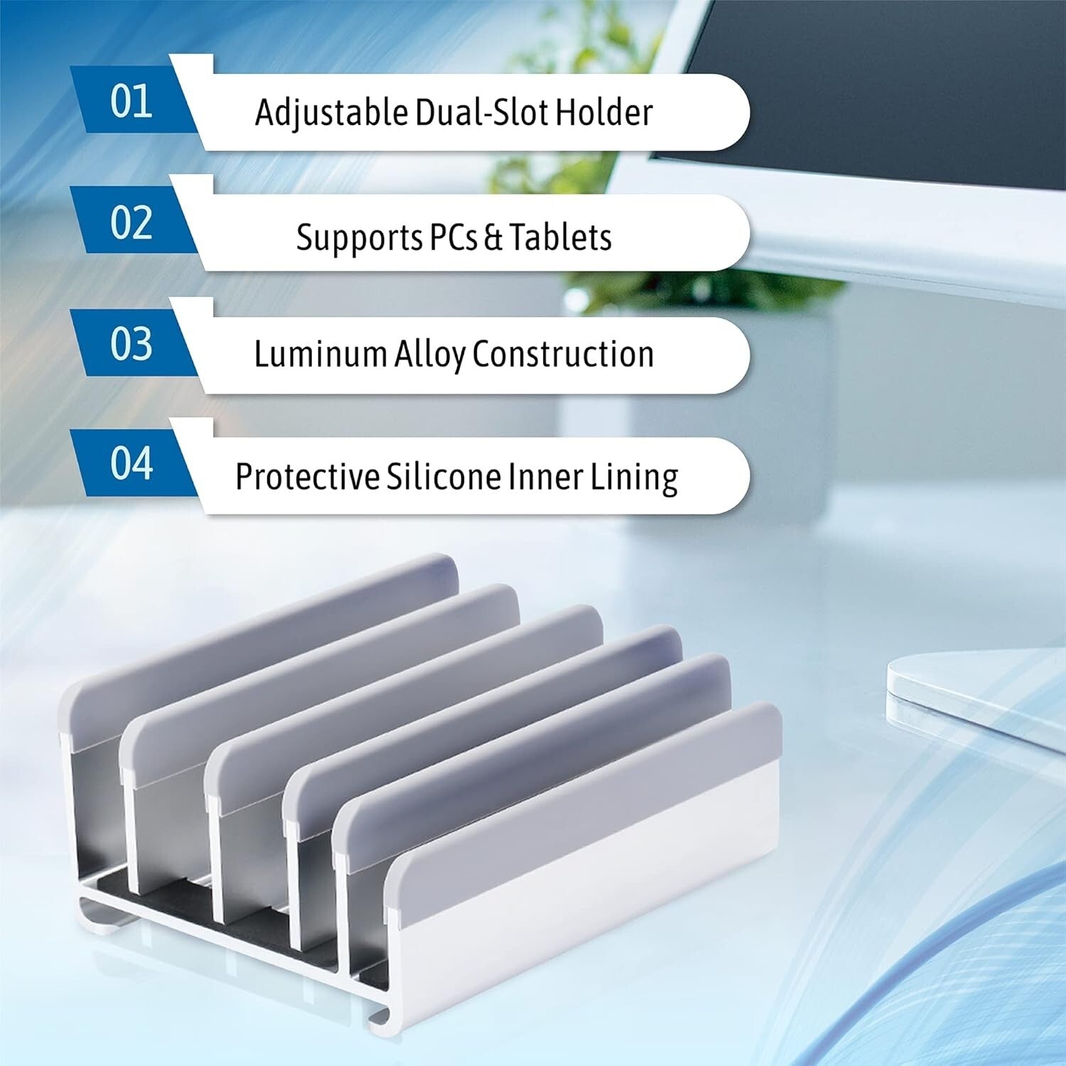 Adjustable Laptop Stand Holds 5 Devices - Modern Design & Tool-Free Adjustment