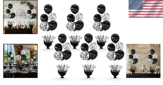 Elegant Black Table Balloon Centerpiece Set - Perfect for Weddings & Birthdays
