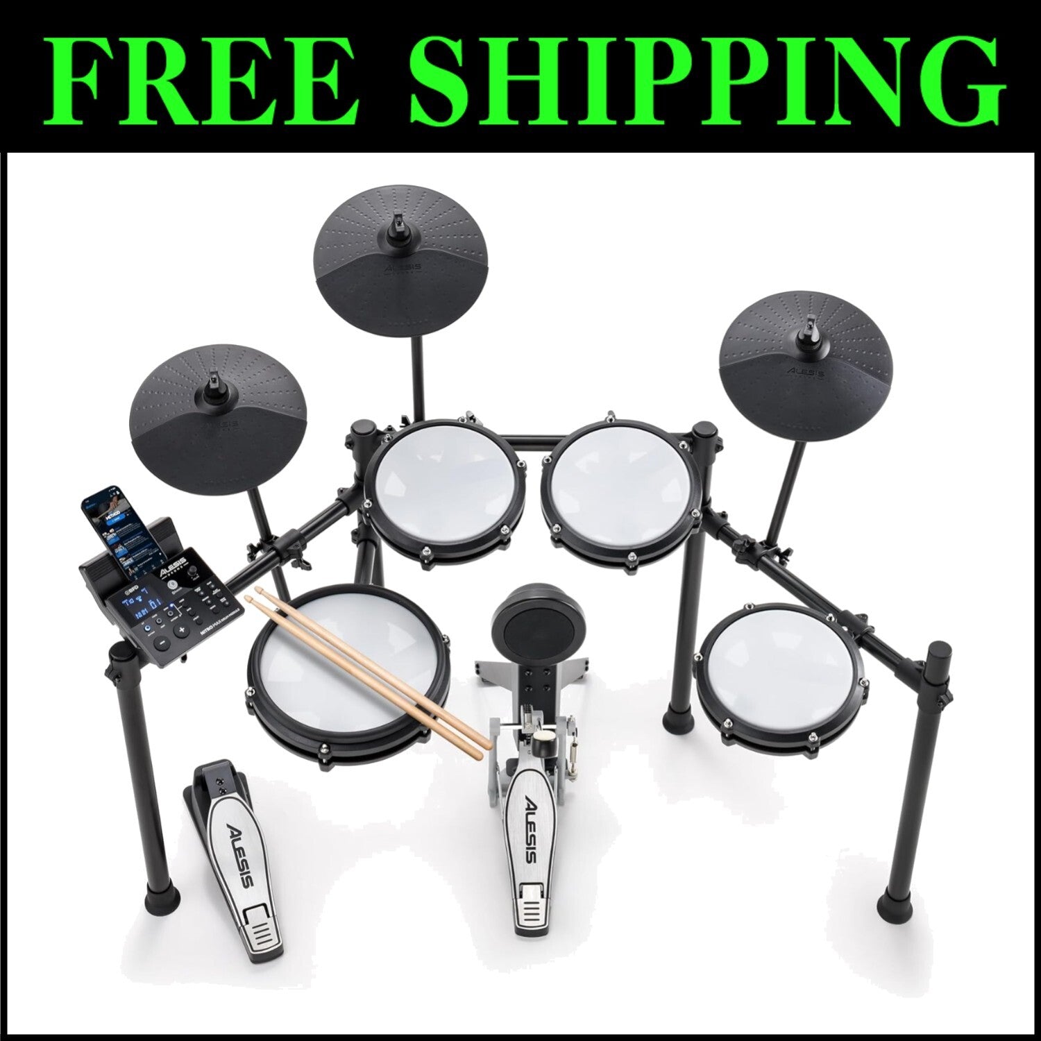 Ultimate Nitro Max Drum Kit - 10" Dual Zone Snare, 440+ Sounds & Drumeo Access