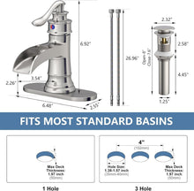 Load image into Gallery viewer, Durable Waterfall Spout Bathroom Faucet - Single Handle Brushed Nickel Finish