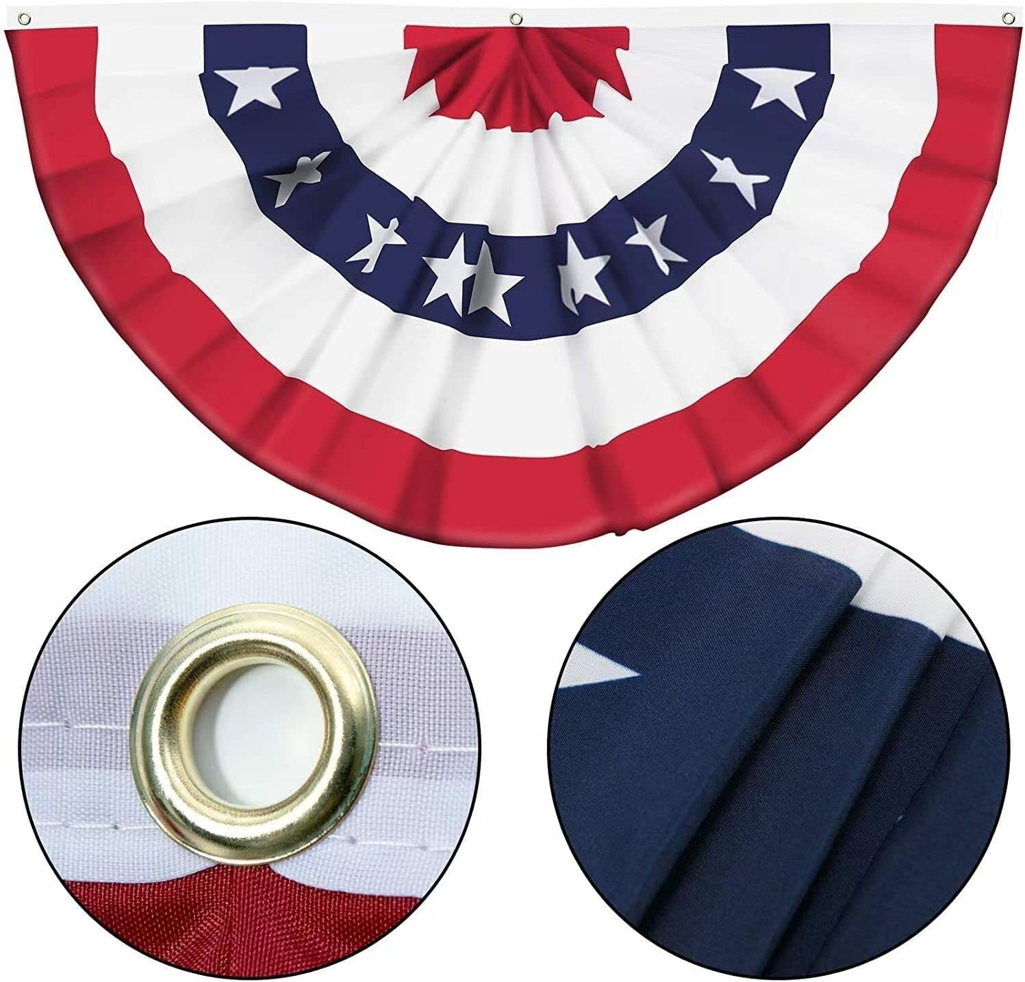 Durable Polyester American Fan Flag - Patriotic Half Banner for Indoors/Outdoors