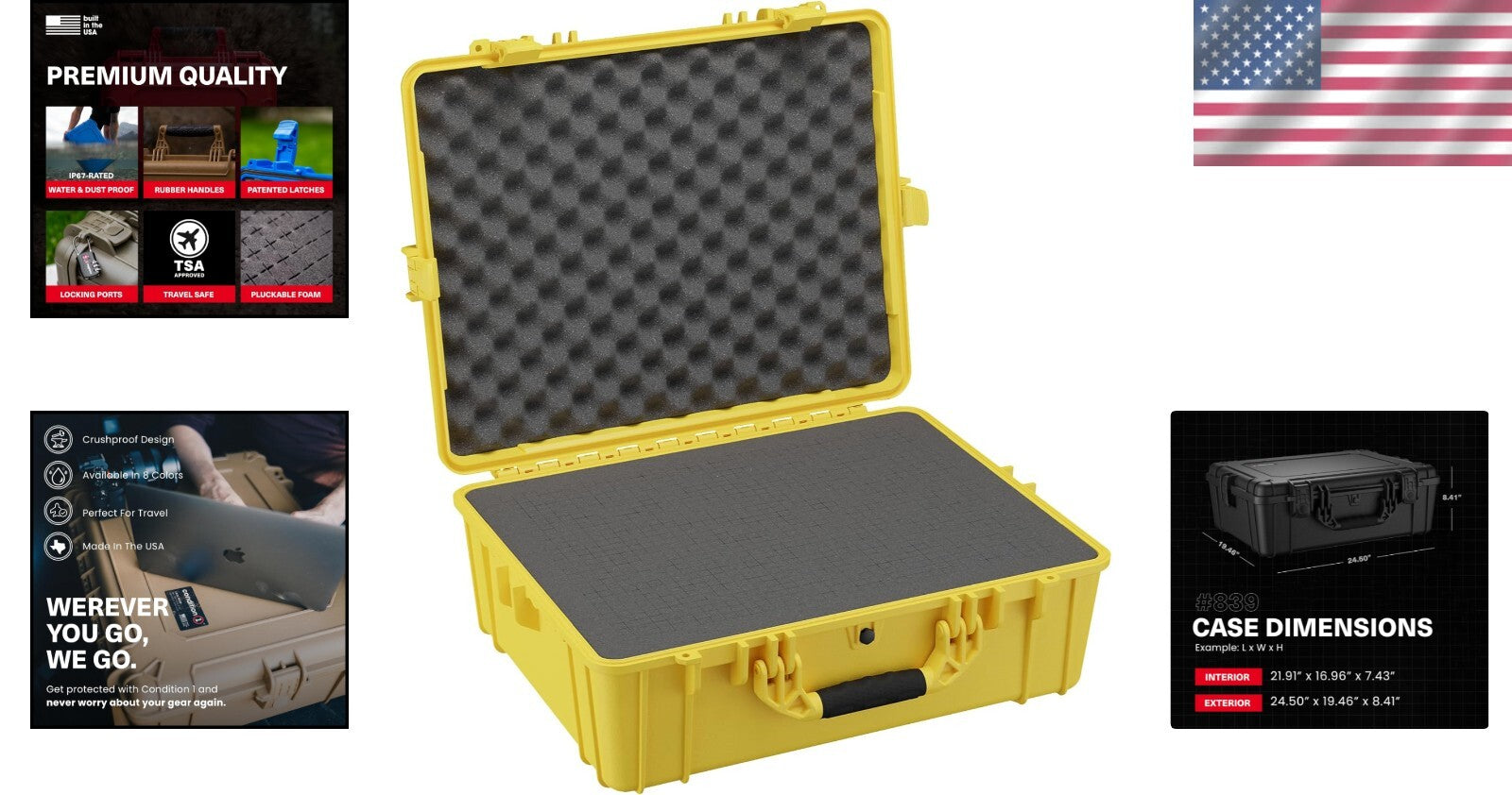 Durable 25-Inch Waterproof Travel Case with Custom Foam – Made in the USA