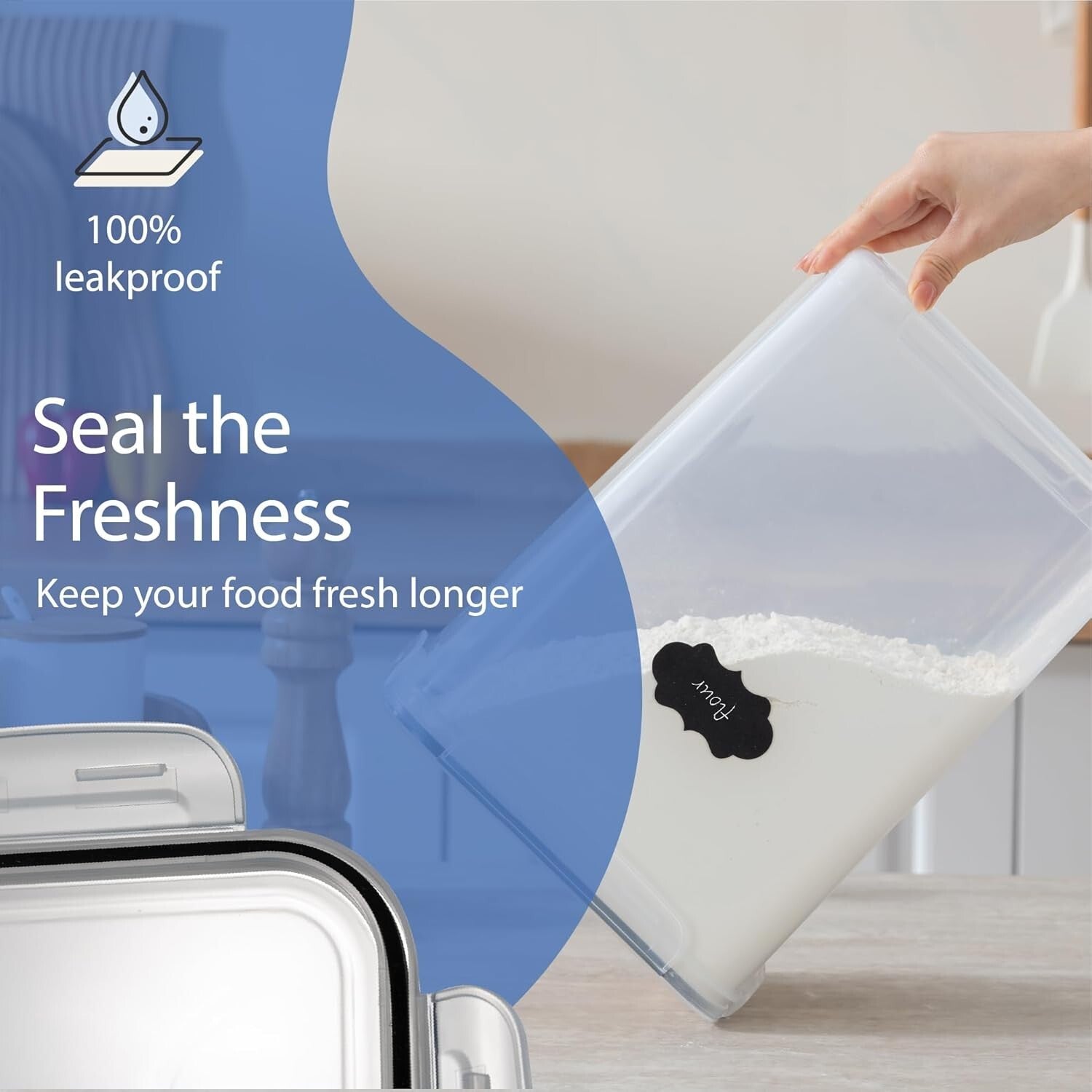 BPA-Free Jumbo Food Storage Containers – 320Oz Set with Included Measuring Cups