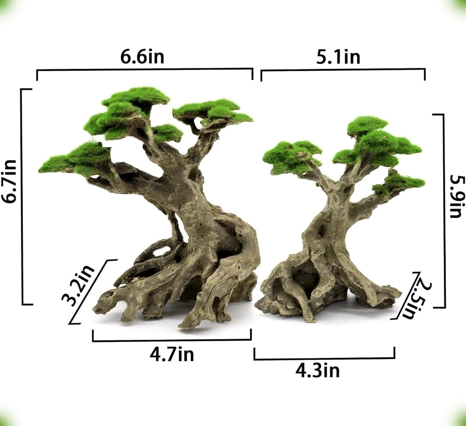 Aquarium Bonsai Tree Decor Dimensions 7"H - Enhanced Aesthetics for Aquascaping