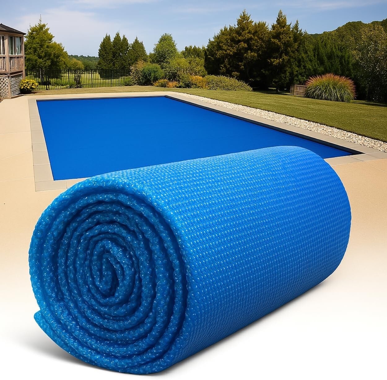 12 Mil Rectangular Solar Pool Cover - Reduces Evaporation & Cuts Cleaning Costs
