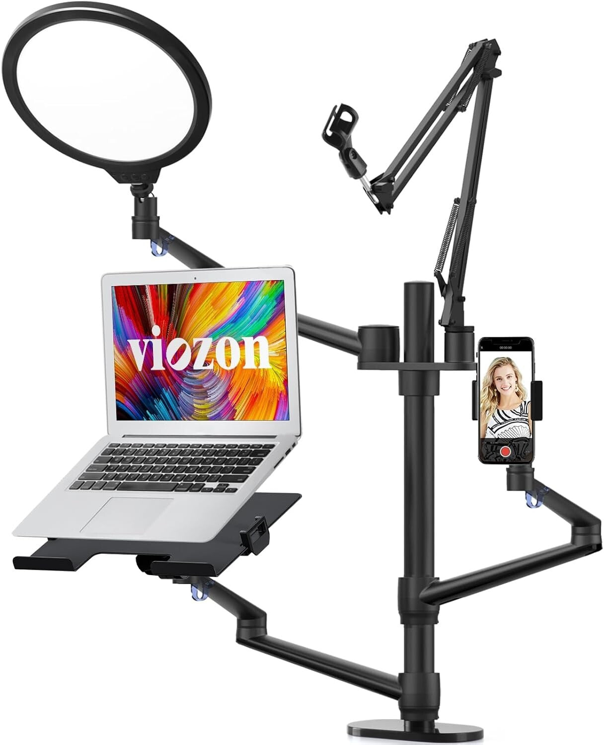 10" Adjustable LED Ring Light and Microphone Stand - Perfect for Online Teaching