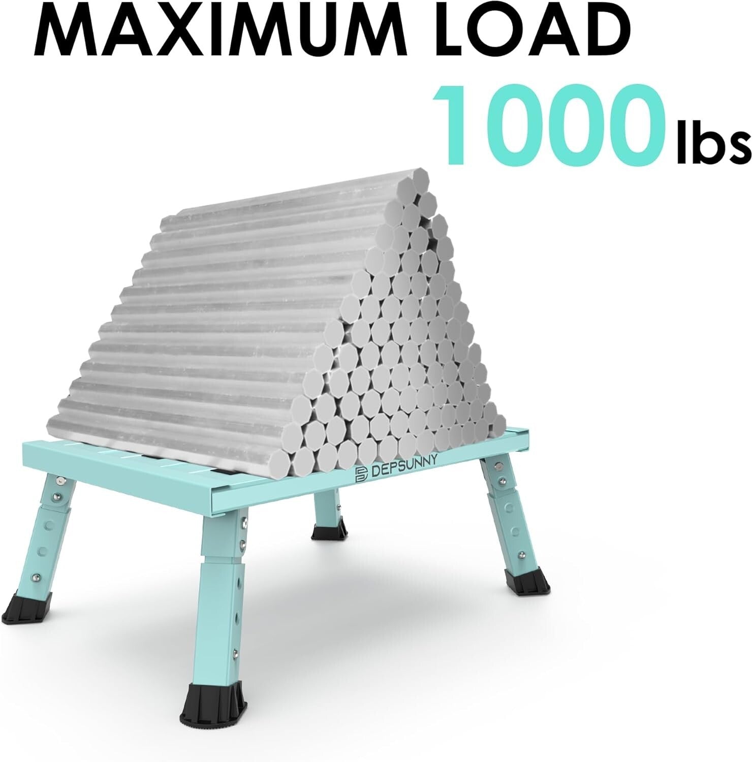 Adjustable Height Aluminum RV Step Stool - Supports 1,000 lbs, Non-Slip Design