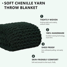 Load image into Gallery viewer, Handmade Olive Green Chunky Knit Throw Blanket - Decorative &amp; Cozy 50x60
