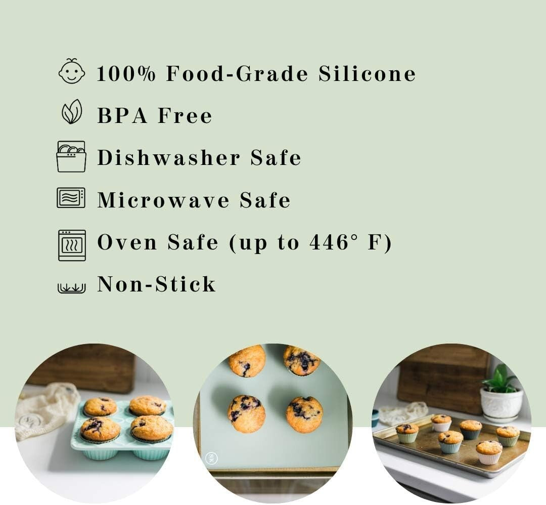 Eco-Friendly Reusable Silicone Baking Cups Set - 24 Regular, 12 Jumbo, 24 Mini