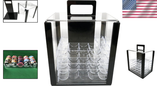 Compact Poker Chip Holder - 1000 Capacity with 10 Racks, No Assembly Needed
