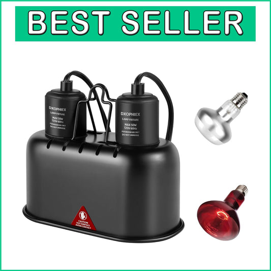 Premium Aluminum Dual Heat Lamp for Reptiles with 60W Basking & Infrared Light
