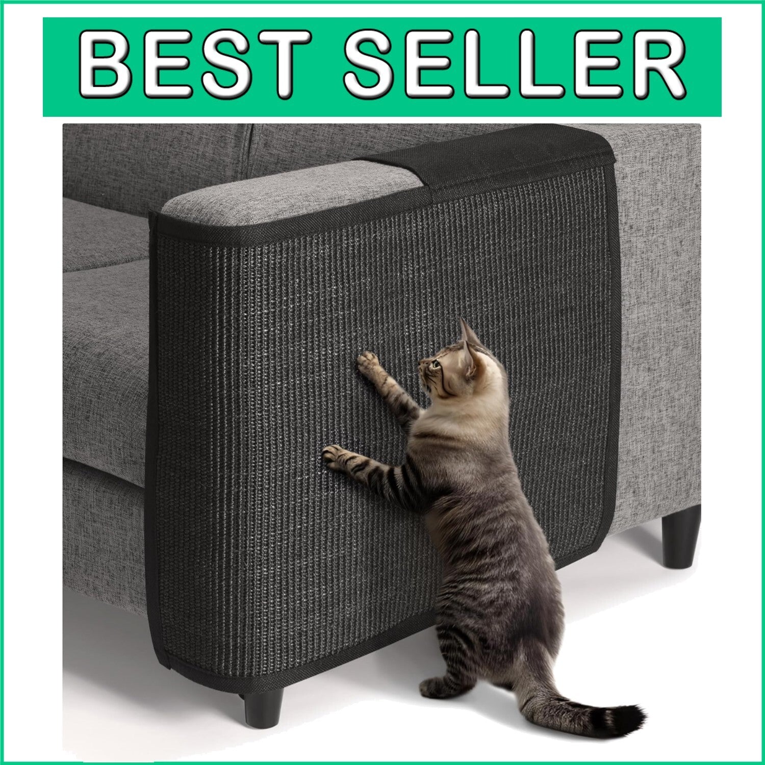Elegant Cat Scratch Mat - Natural Sisal Furniture Protector for Left Side Use
