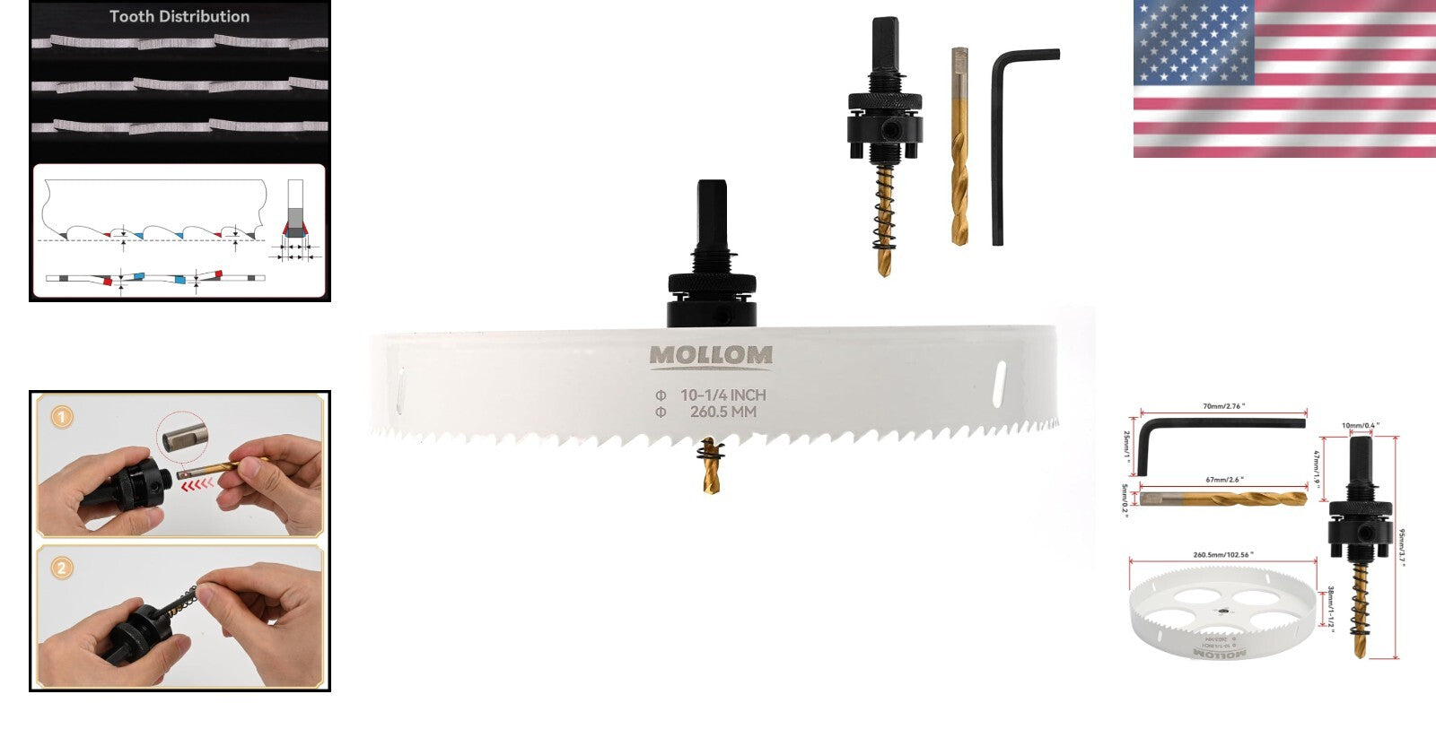 Durable 260.5mm HSS M42 Hole Saw - Effortless Cutting for Professionals & DIY