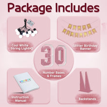 Load image into Gallery viewer, Large 3ft Light-Up Rose Gold Marquee Number 30 Decorations for 30th Birthdays