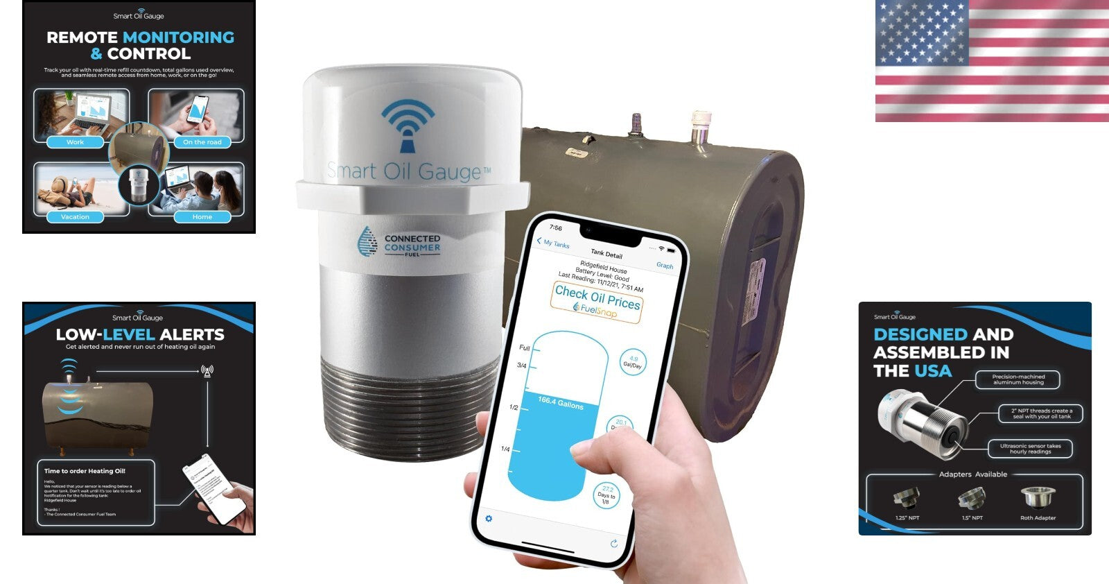 Alloy Steel Wi-Fi Heating Oil Tank Gauge - Low-Level Alerts & Energy Tracking