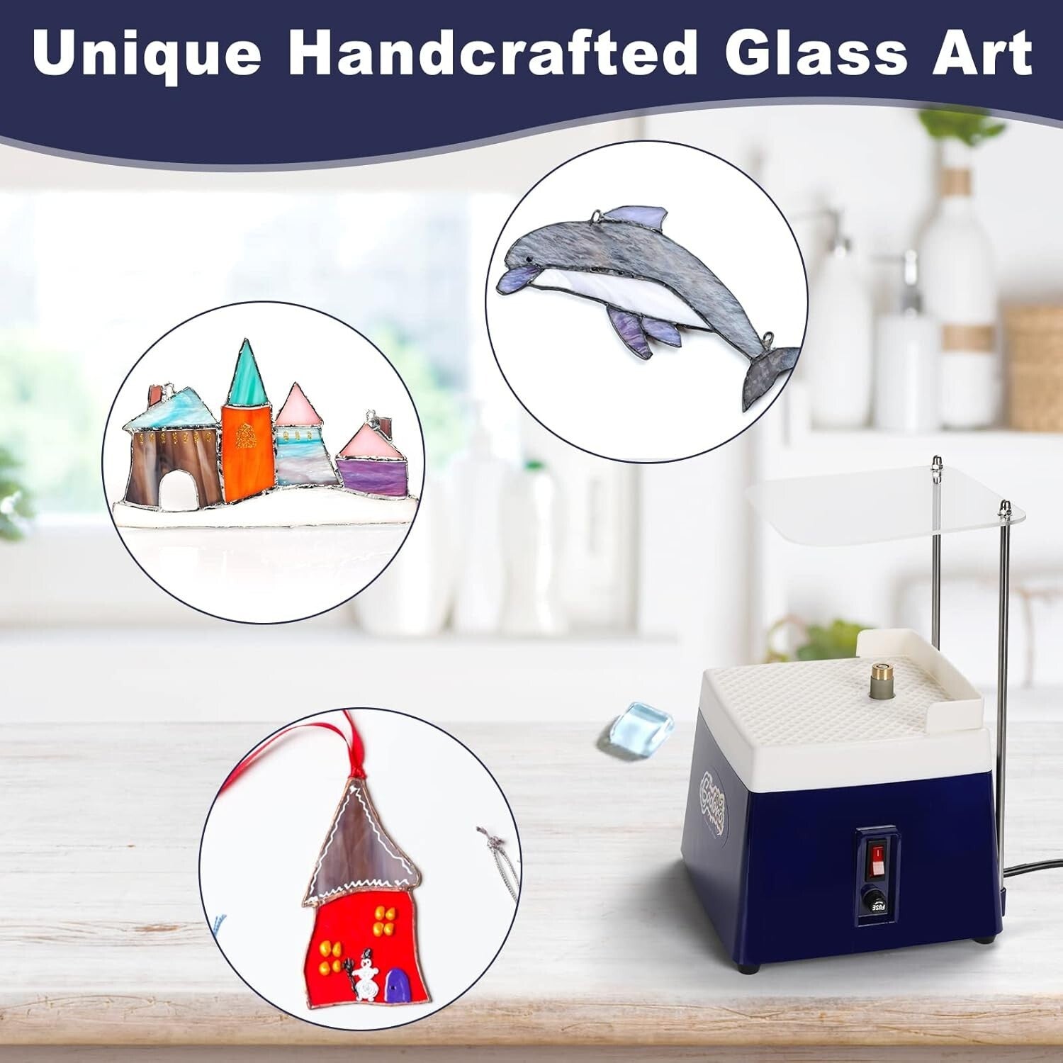 Compact 4200RPM Stained Glass Grinder with Widened Baffle & Water Absorption