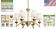 Load image into Gallery viewer, Elegant 6 Light Gold Pendant Chandelier with Fabric Shades - Modern Home Fixture