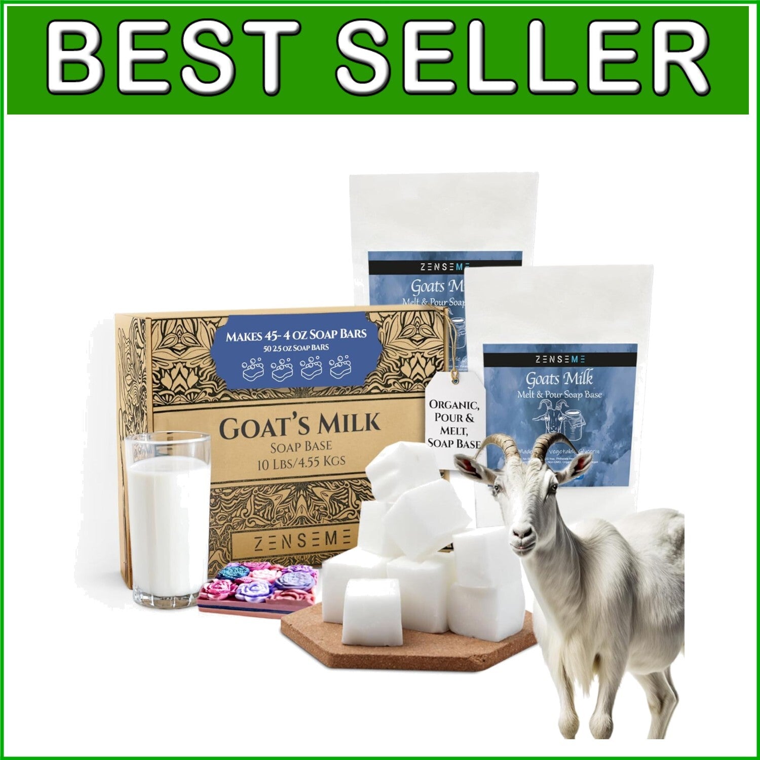 10LBS Goat's Milk Soap Base - Organic, SLS/SLES & PEG Free for Easy Soap Making