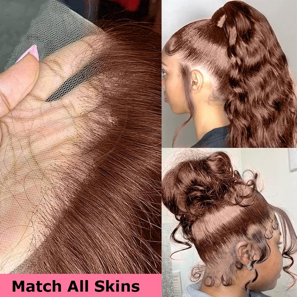 200% Density Auburn Brown Body Wave Lace Front Wig for Effortless Elegance