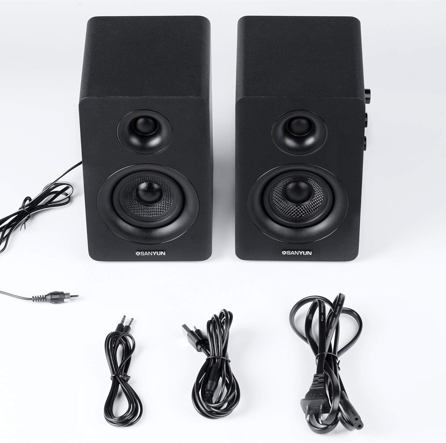 HiFi Bluetooth 5.0 Bookshelf Speakers - 60W Carbon Fiber Unit for Ultimate Sound