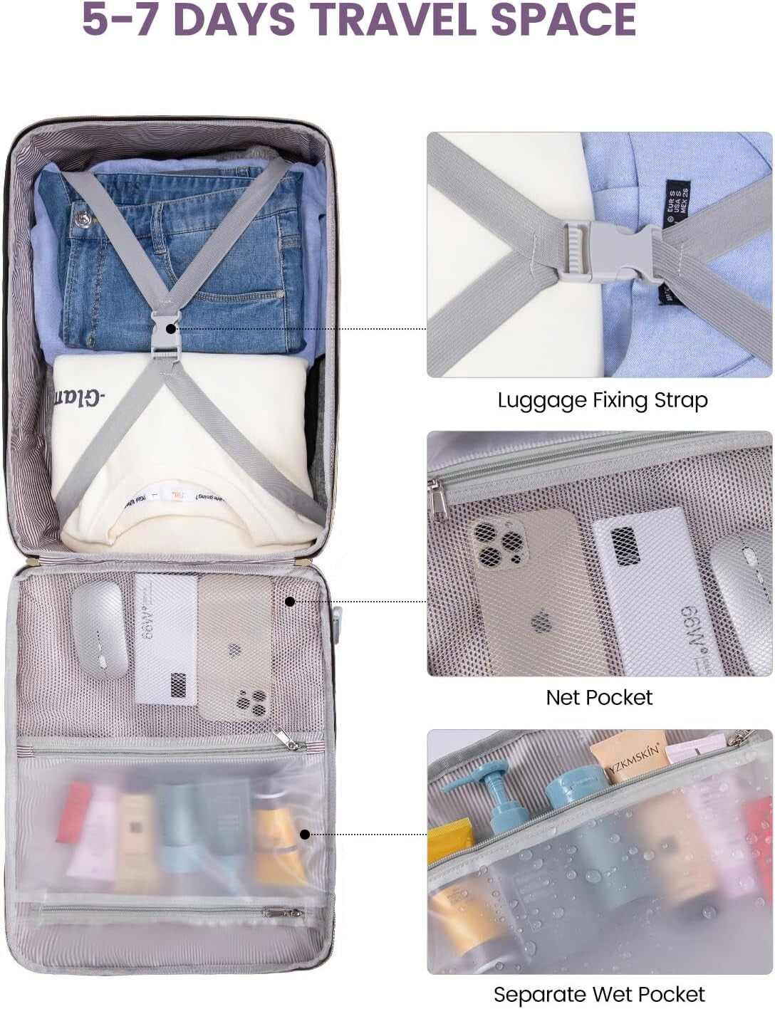 50L Airline Approved Carry On Backpack with Packing Cubes for Travel Comfort