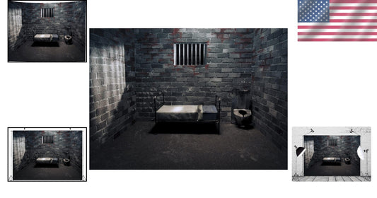 10x8ft Prison Cell Backdrop - High-Resolution Murder Mystery Photography Prop