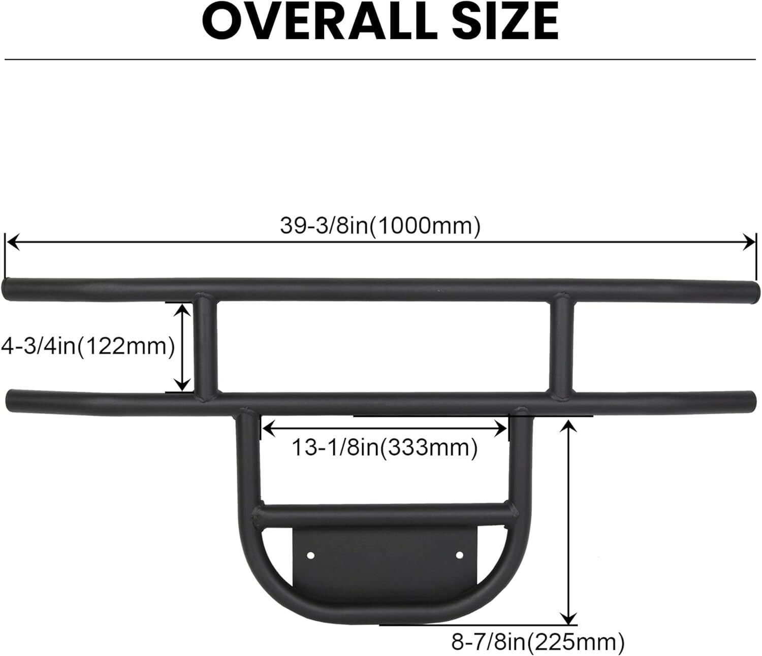 Sleek Matte Black Brush Guard for Club Car DS - Durable Steel Front Bumper