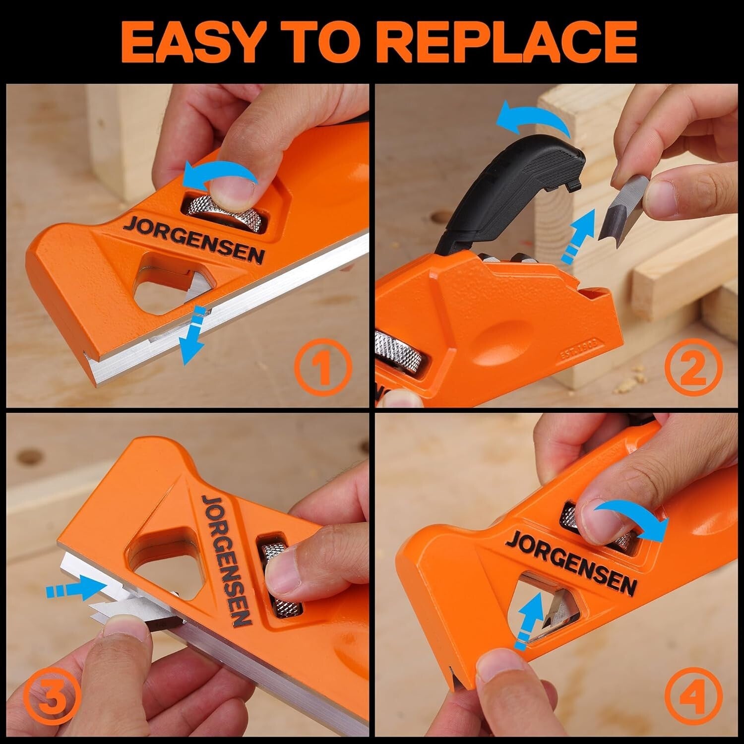 Smooth Edge Chamfer Plane with 4 Interchangeable Blades for Woodworking