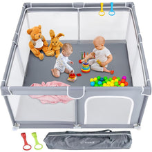 Load image into Gallery viewer, Portable 50” Baby Playpen with Breathable Mesh - Easy Clean &amp; Travel Ready
