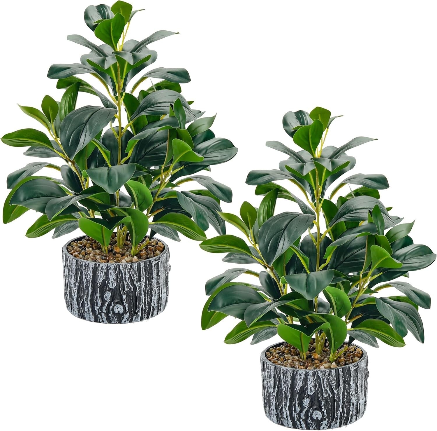 Elegant 15.7-Inch Artificial Plants Set - Striped Pots for Indoor Aesthetics