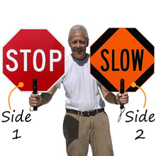 Load image into Gallery viewer, Lightweight 18” STOP-SLOW Paddle Sign with Ergonomic Handle for Traffic Safety