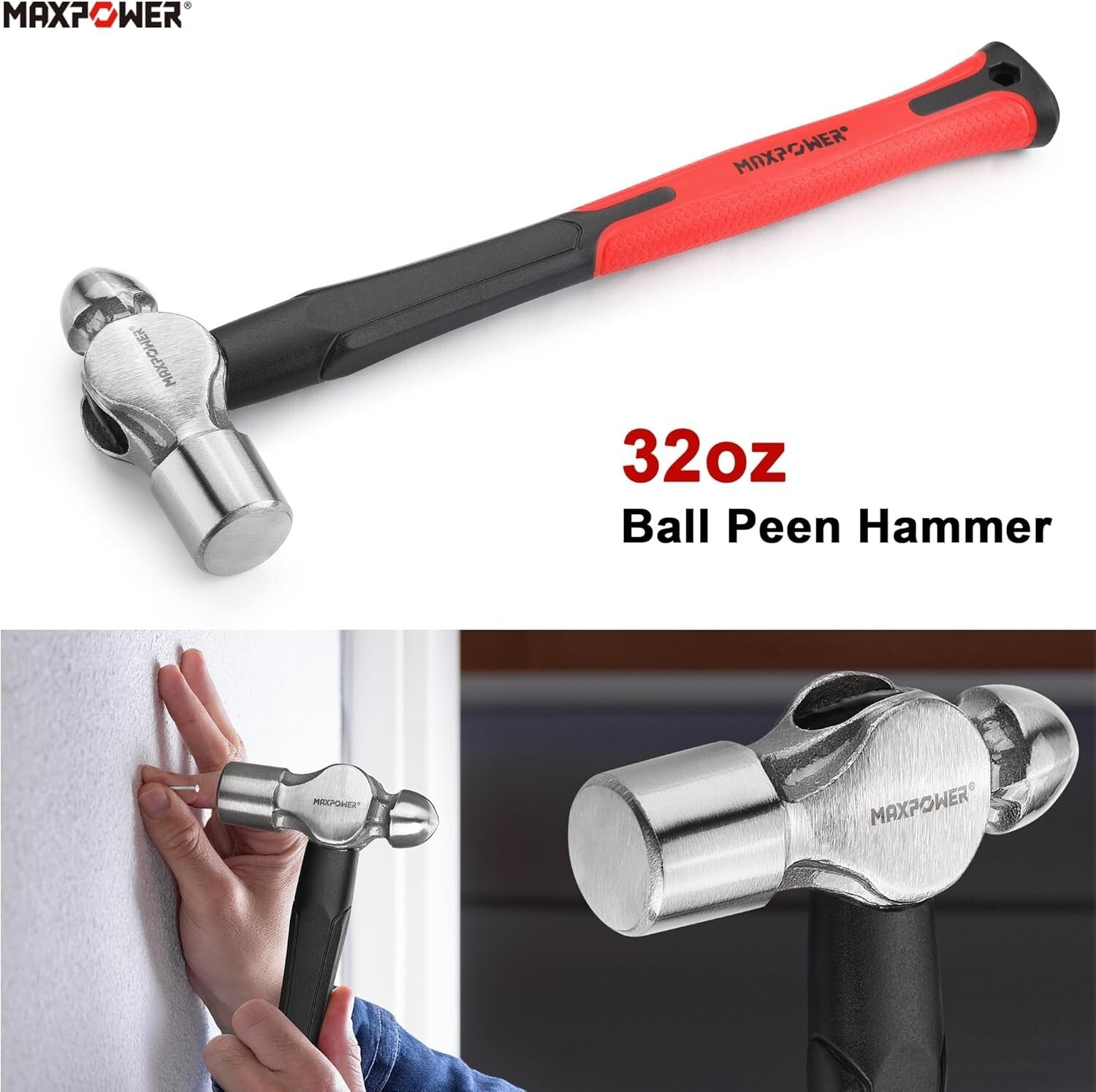 Heavy-Duty 5-Piece Hammer Set with Ergonomic Fiberglass Handles for Comfort