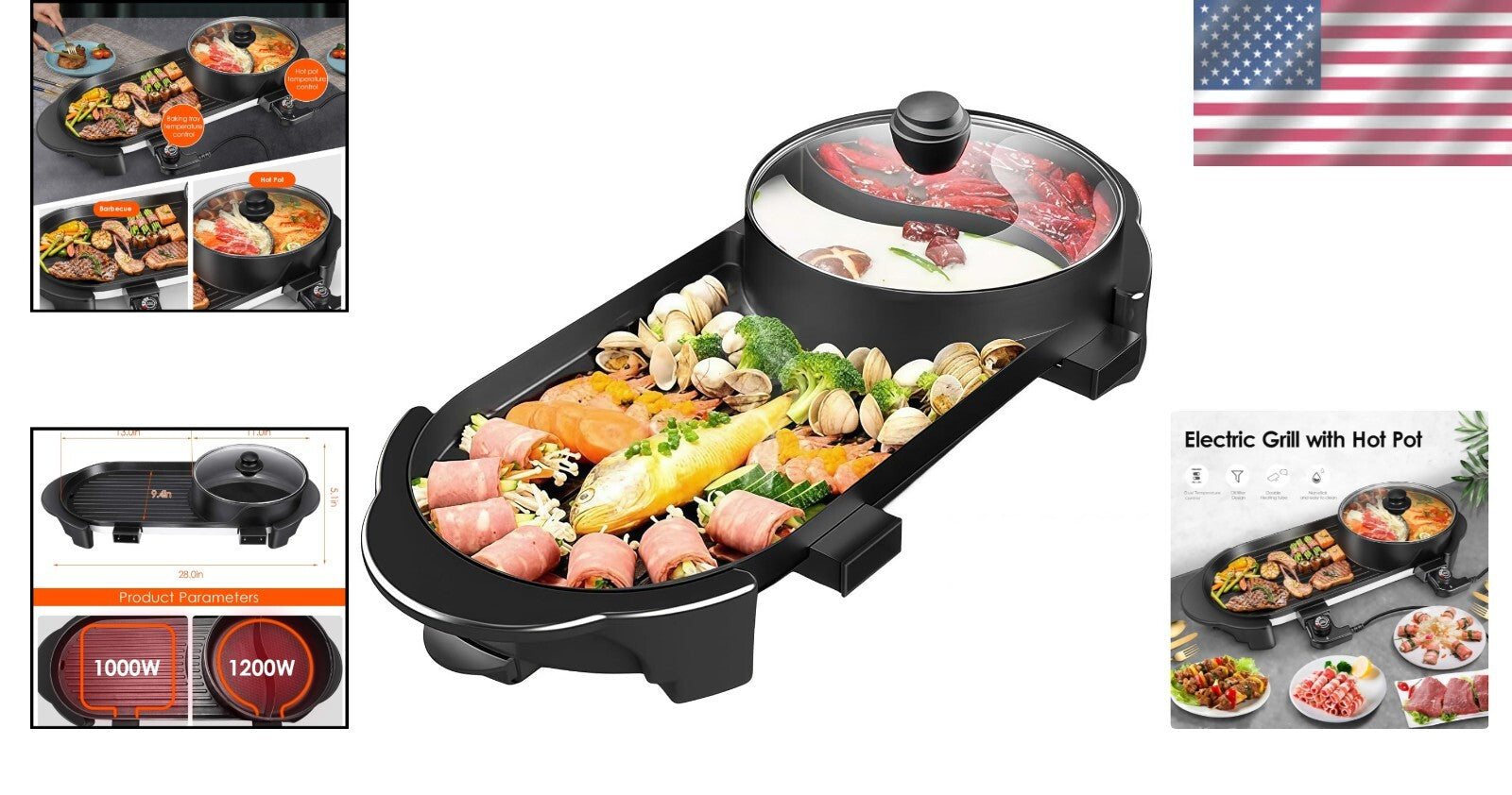 Dual Zone Hot Pot & Grill with Temperature Control - Perfect for Gatherings