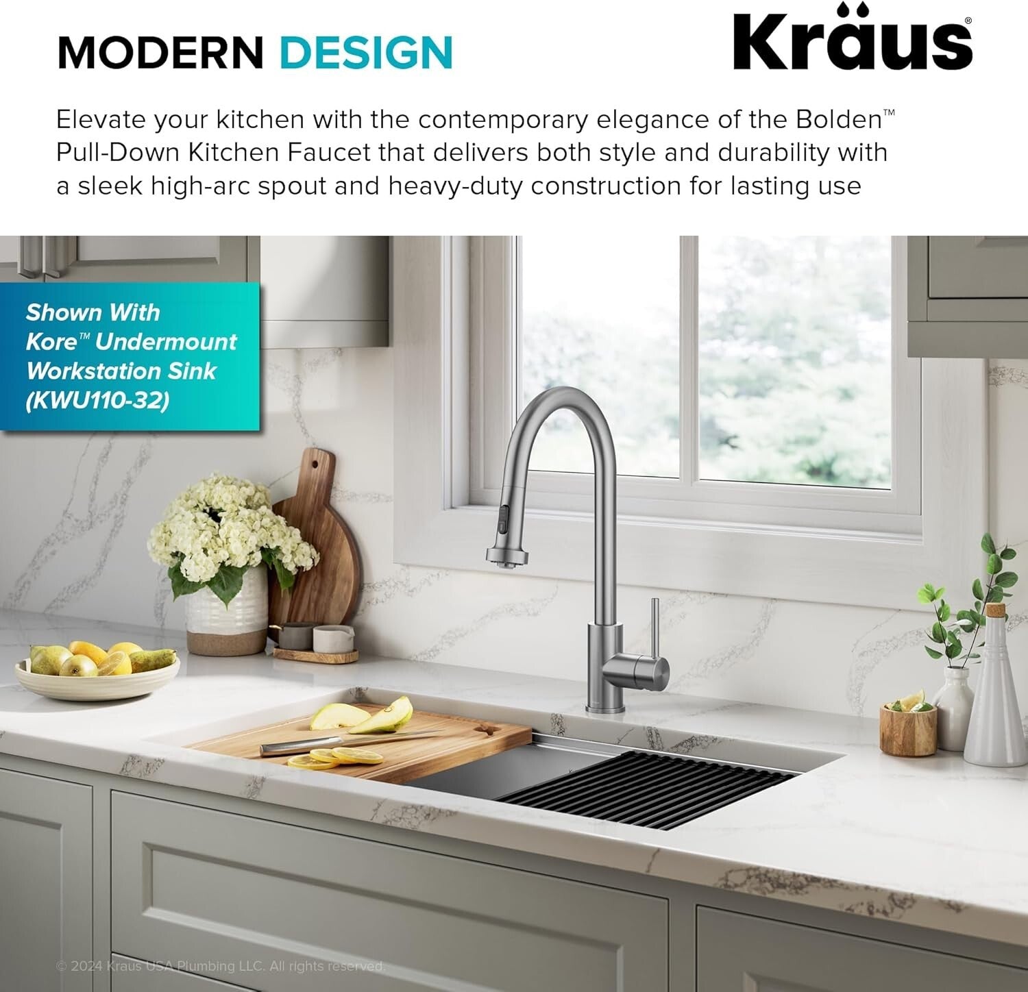 Contemporary ADA-Compliant Pull-Down Faucet with Spot-Free Stainless Finish