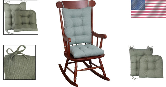 2-Piece Celadon Rocking Chair Cushion Set - Soft Comfort with Anti-Slip Design